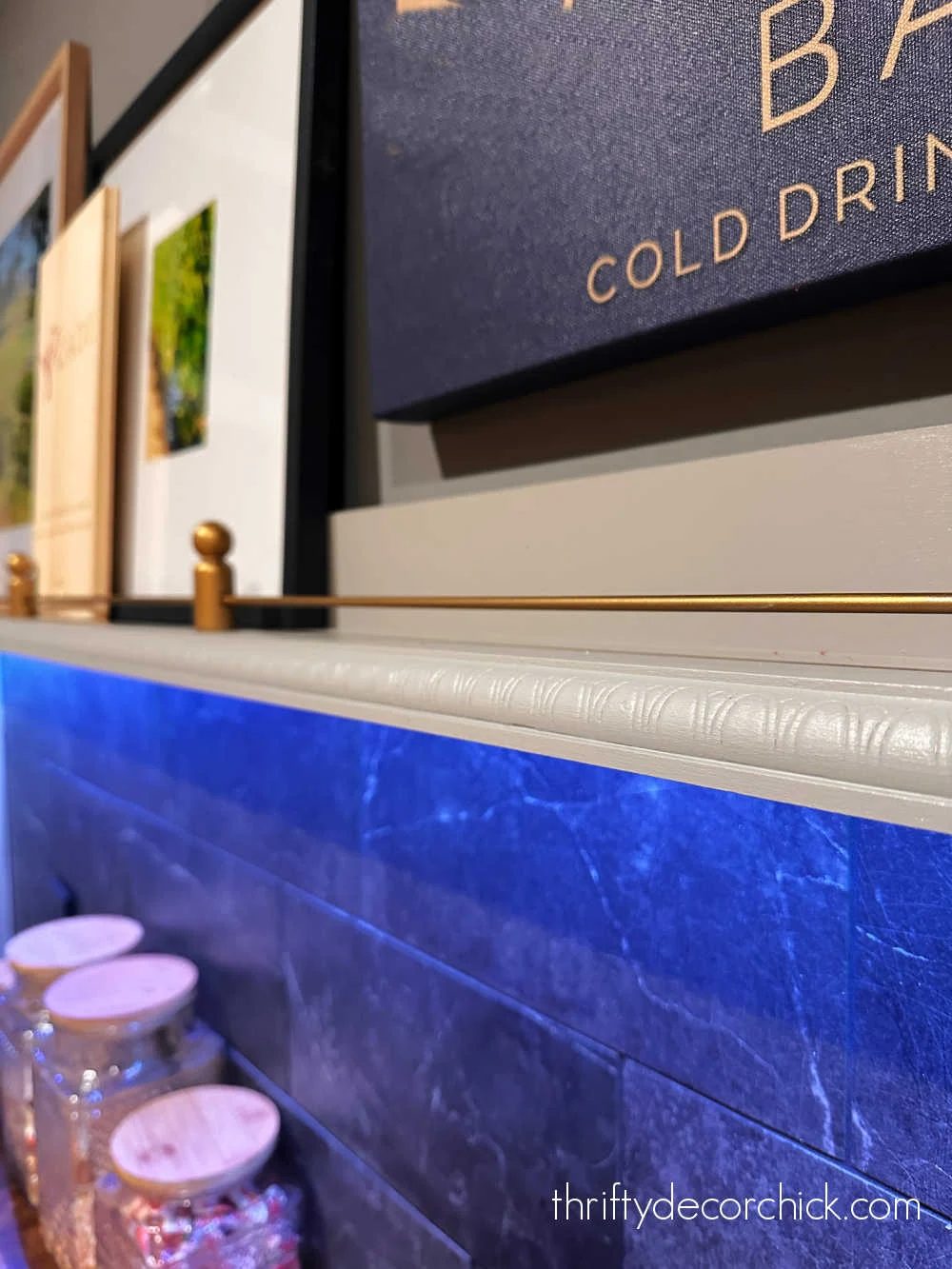 color LED lighting under bar shelf